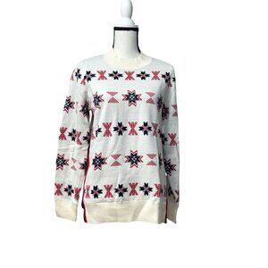 Charter Club Mock-Neck Snowflake Sweater, Ivory Combo, M